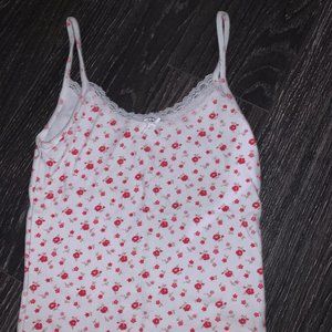 Brandy Red Floral Lace Tank with Bow